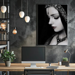 Medieval Elegance: Woman with Silver Jewelry Fantasy Poster PosterGoat