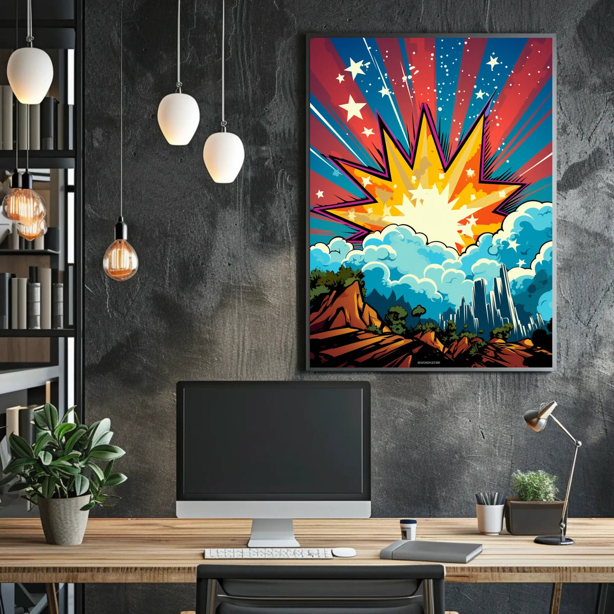 Explosion Starburst Dynamic Pop Art Print Abstract, Artistic, or Pop Culture Poster