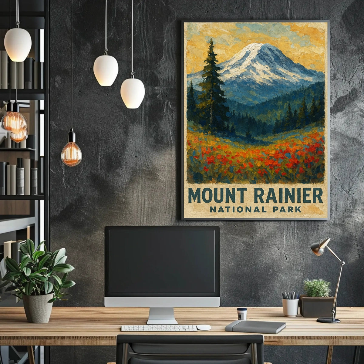 Mount Rainier National Park Wanderlust Vintage Ads Poster
