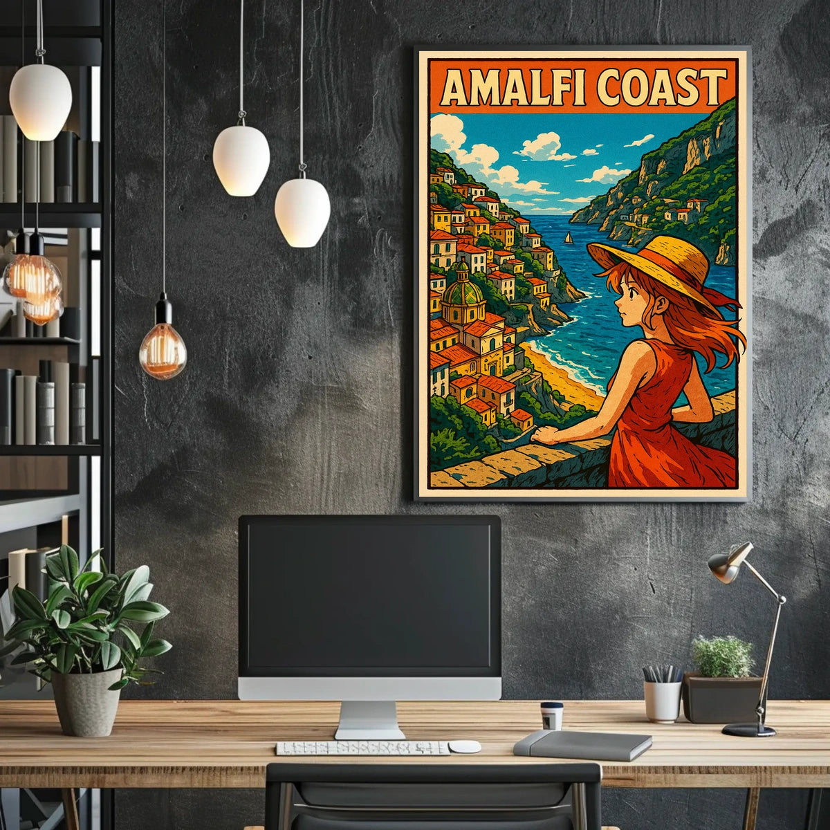 Amalfi Coast Illustration Poster Museum Quality Print