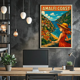 Amalfi Coast Illustration Poster Museum Quality Print
