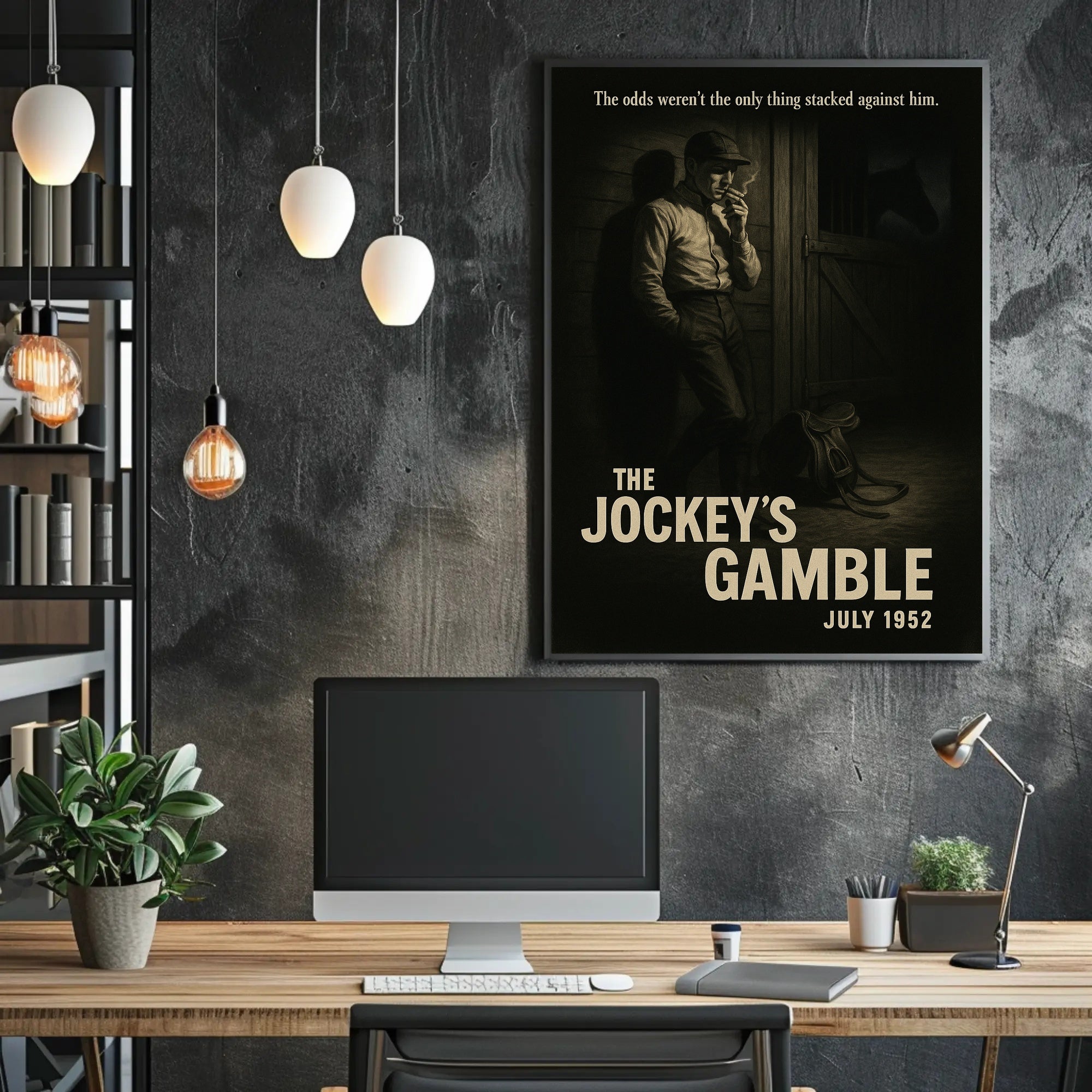 The Jockey's Gamble Noir Vintage Sports Poster