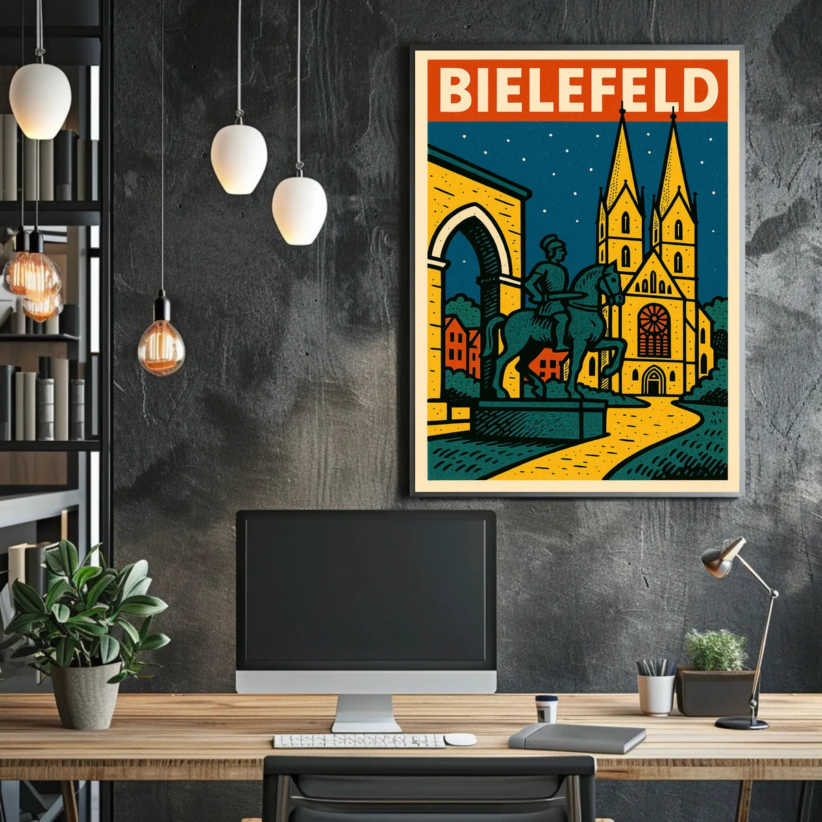 Bielefeld A Nighttime Cityscape Poster