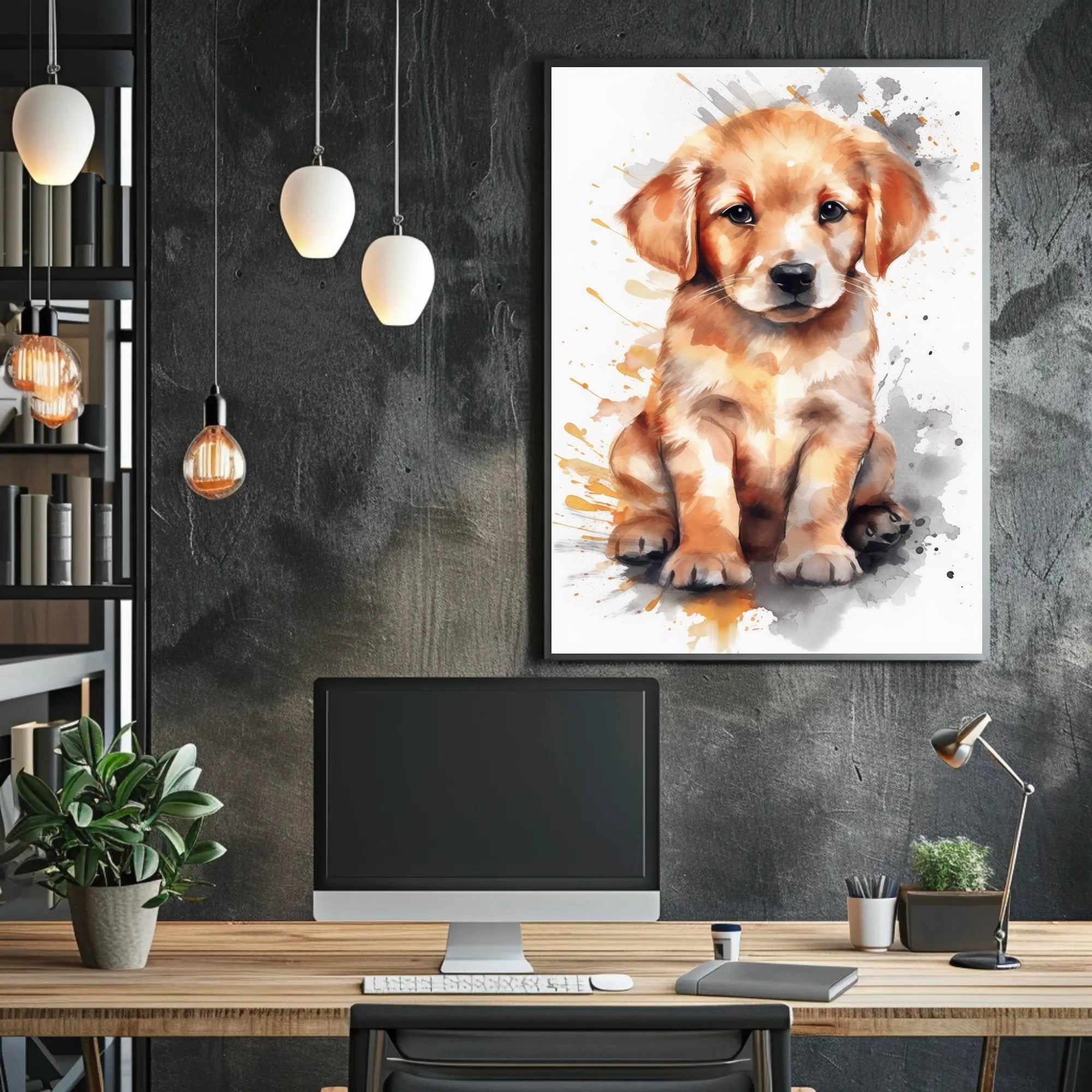 Puppy Portrait Watercolor Poster Wall Art