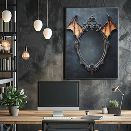 Gothic Mirror With Bat Wings Poster