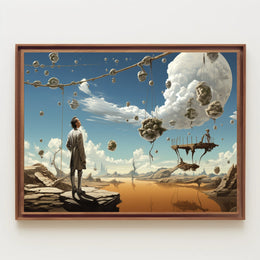 Surreal Fantasy Landscape with Floating Rock Formations Poster