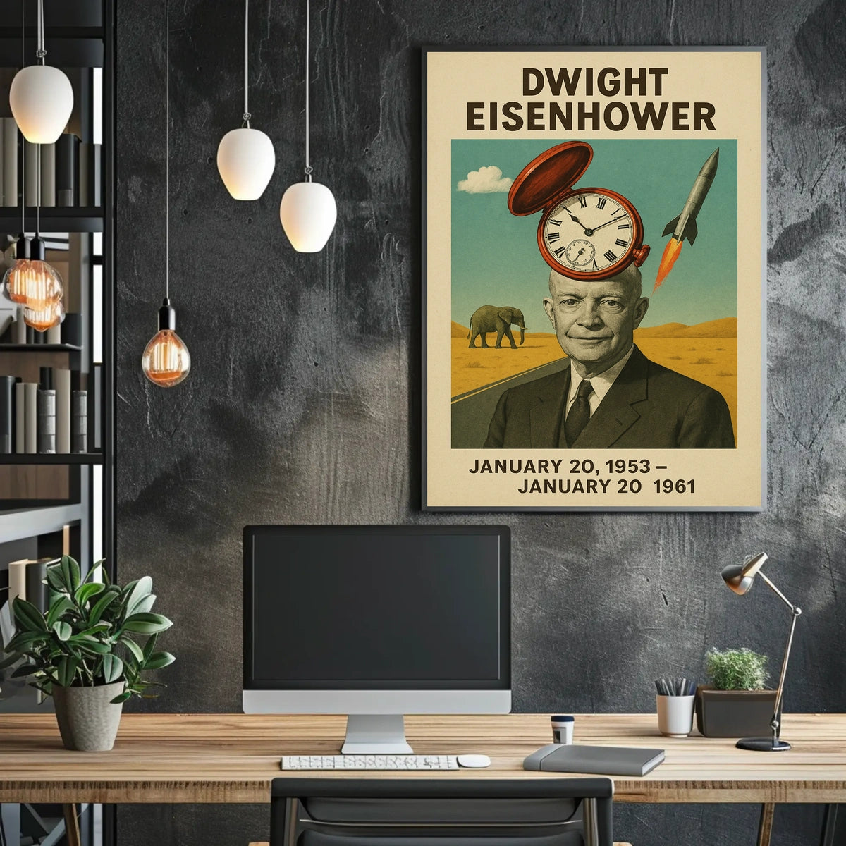 Dwight Eisenhower Presidential Era Vintage 1950s America Retro 80s Typography Historical Art Poster