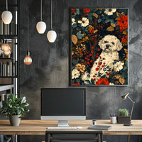 Floral Canine Portrait Wall Art Print