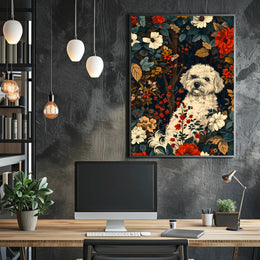 Floral Canine Portrait Wall Art Print