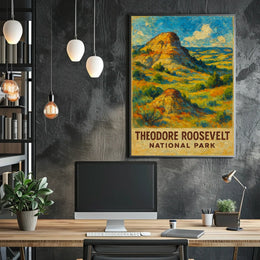 Theodore Roosevelt National Park Rugged Wilderness Open Sky Prairie Vistas Vintage Ads Poster