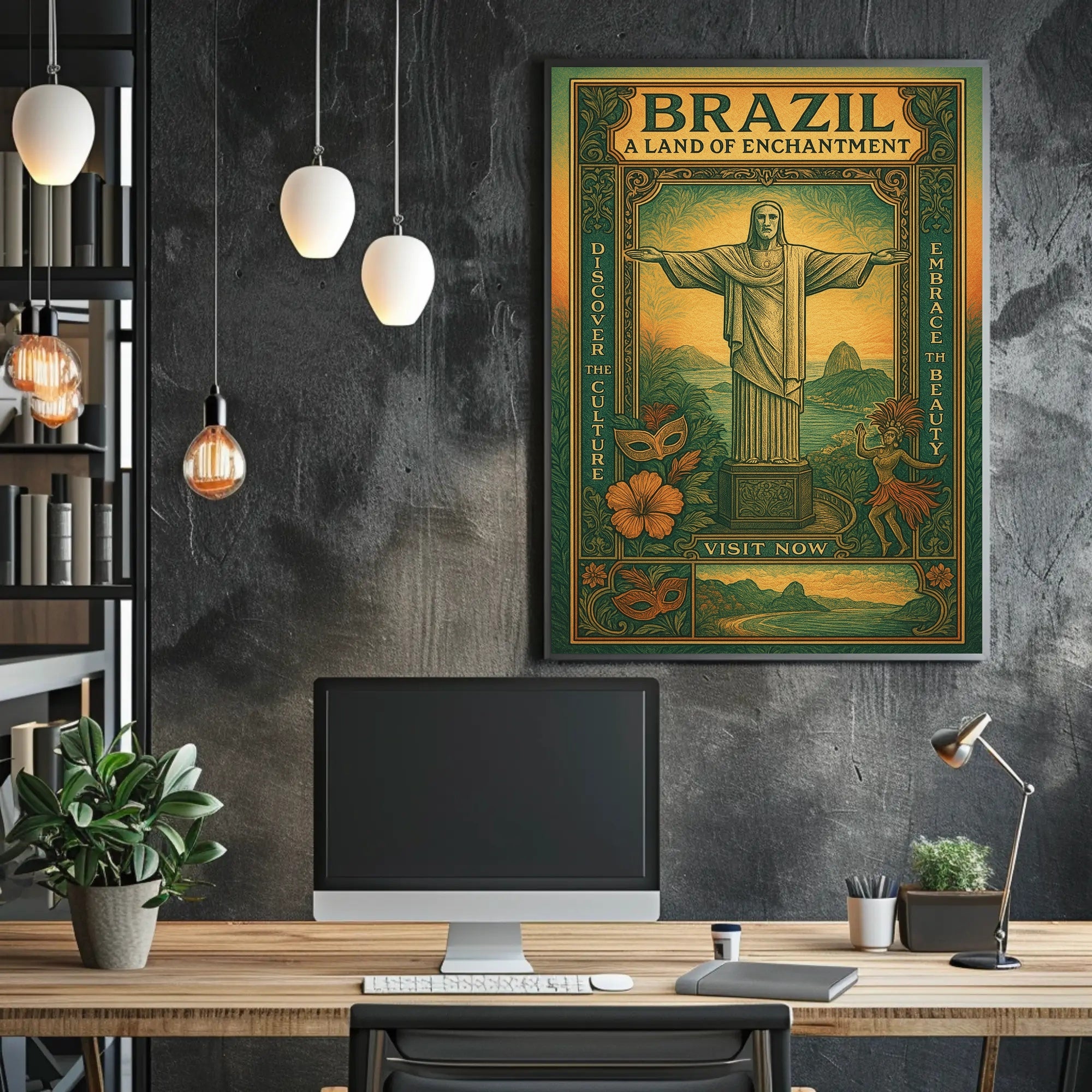 Brazilian Vintage Travel Art Poster – Discover and Embrace Rio