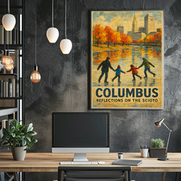 Columbus Reflections On The Scioto Poster