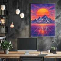 Vibrant Surreal Landscape with Retro-Futuristic Aesthetic Futuristic Sci-Fi Poster