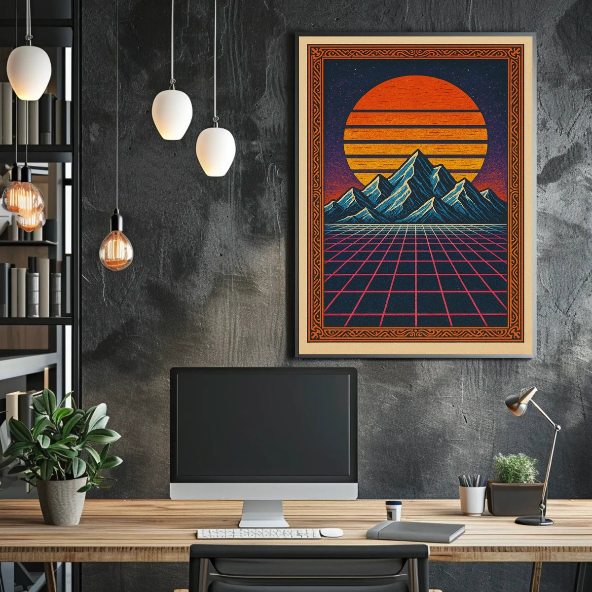 Retro-Futuristic Surreal Landscape Futuristic Sci-Fi Poster