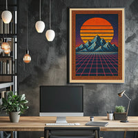 Retro-Futuristic Surreal Landscape Futuristic Sci-Fi Poster