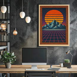 Retro-Futuristic Surreal Landscape Futuristic Sci-Fi Poster