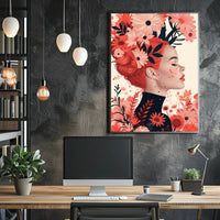 Ethereal Redhead Floral Fusion Art Poster PosterGoat