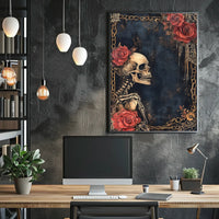 Gothic Skeleton Roses Artistic Poster