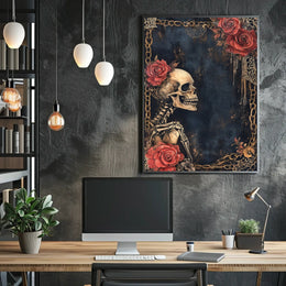 Gothic Skeleton Roses Artistic Poster