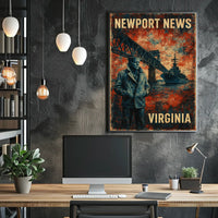 Vintage Navy Bridge Artwork Expressionism Poster