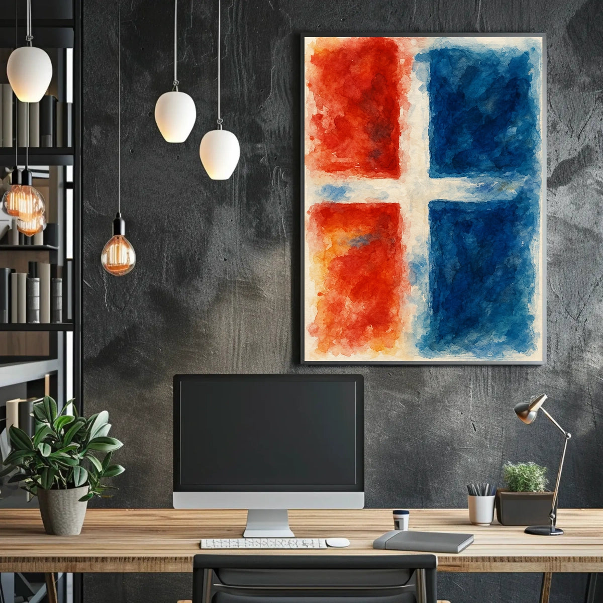 Abstract Red And Blue Composition Poster