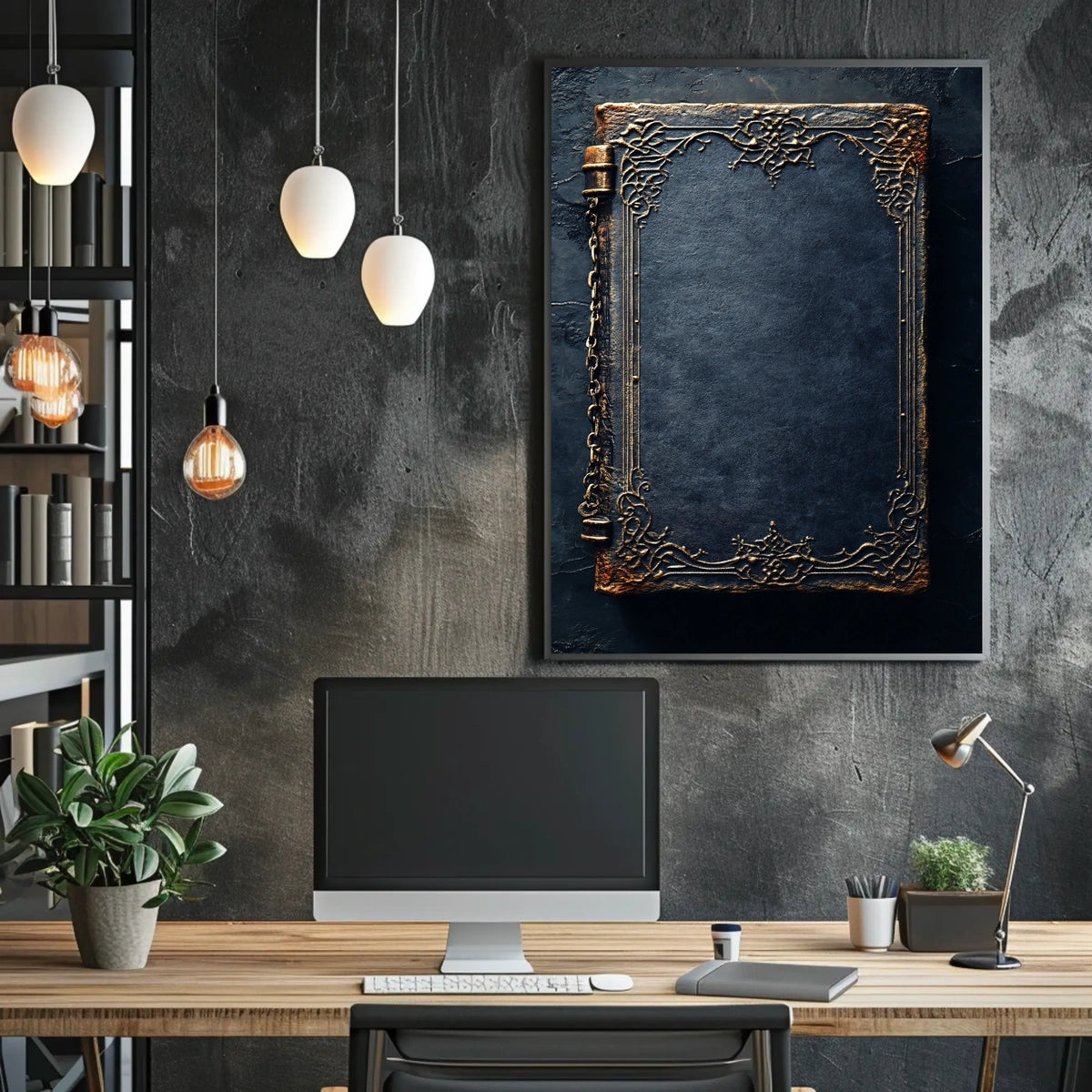 Intricate Gold-Embellished Book Cover Art Cultural Poster