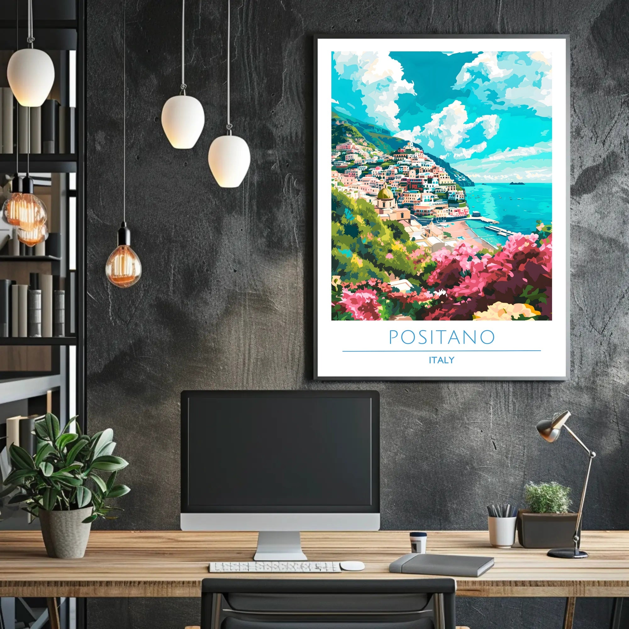 Scenic View of Positano Poster