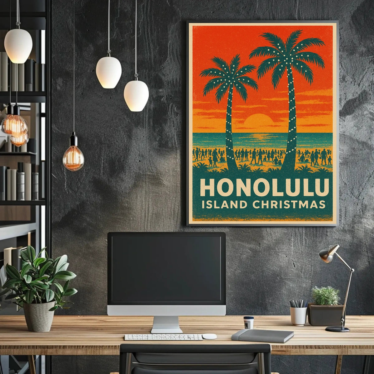 Honolulu Island Christmas Poster