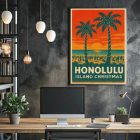 Honolulu Island Christmas Poster