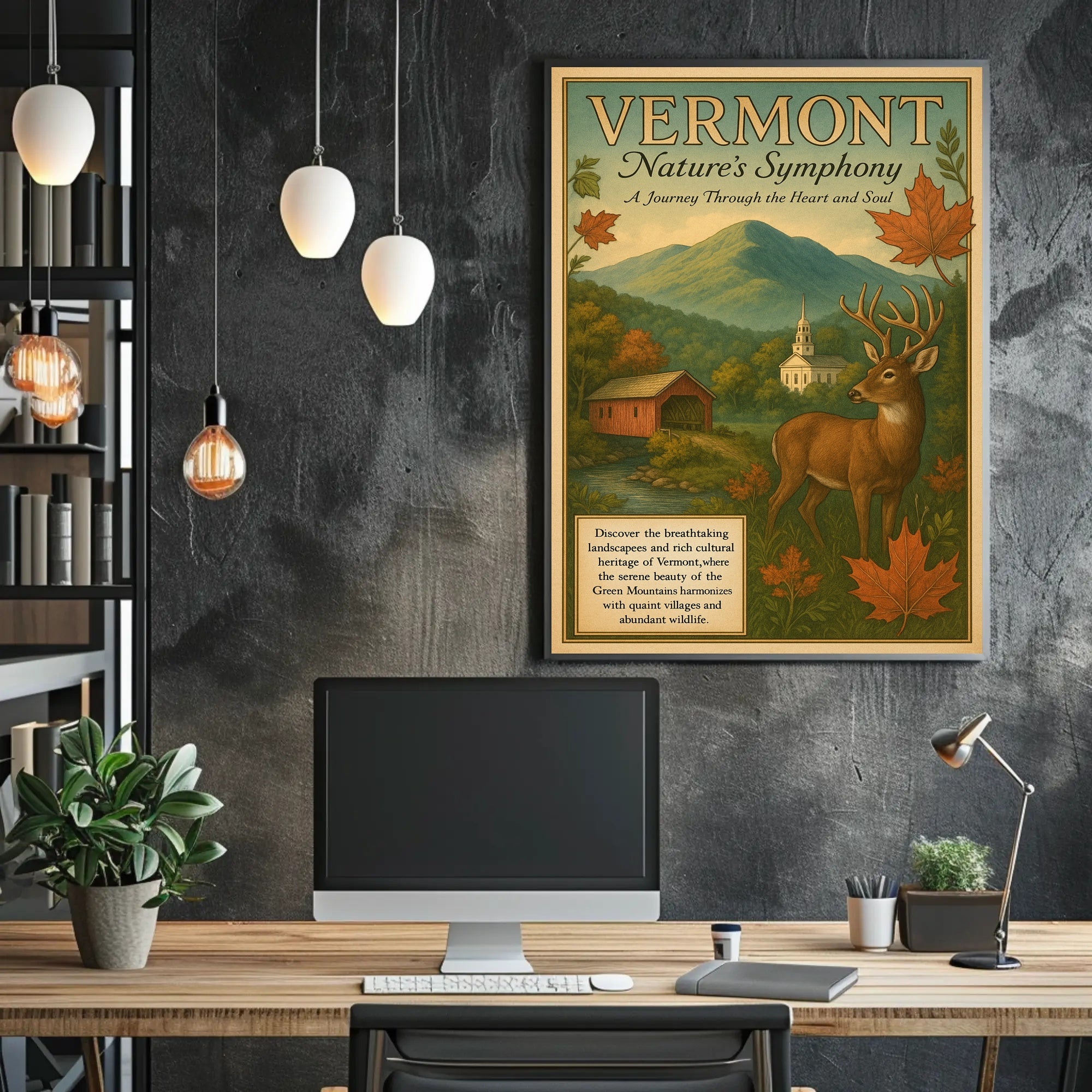 Vermont Scenic Beauty Vintage Travel Promotion Poster