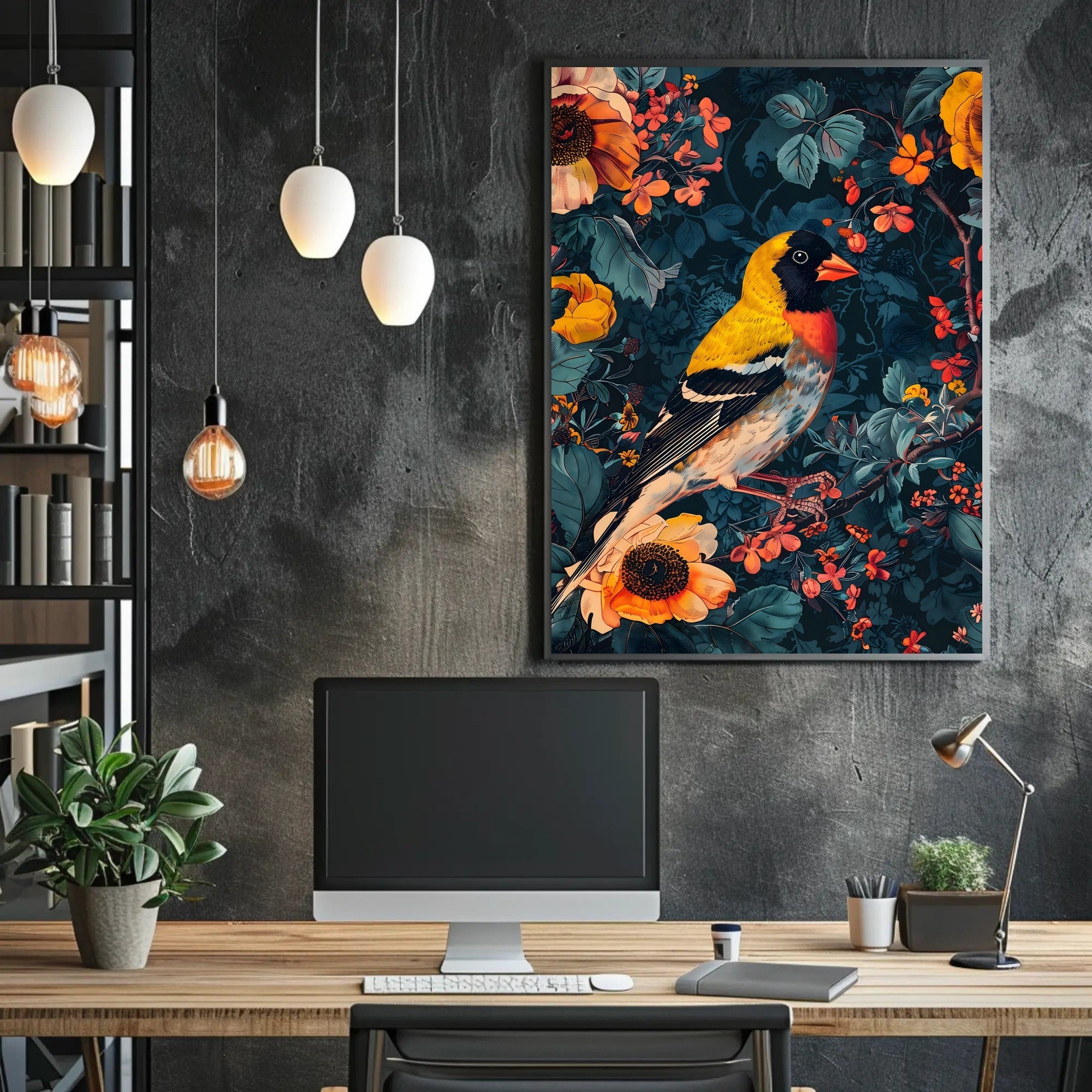Vibrant Nature Wall Art Print with Bird Design