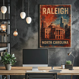Raleigh North Carolina Skyline Minimalist Urban Poster