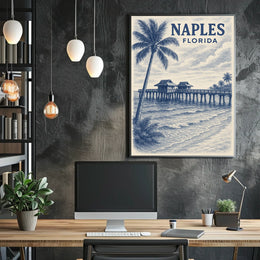 Naples Florida Poster Coastal Wall Art 18x24 Inches