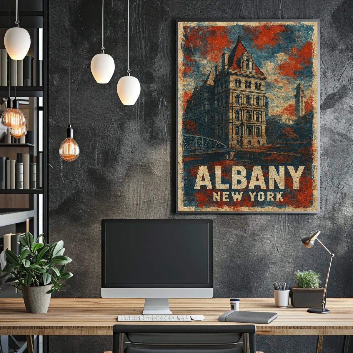 Albany Architecture Line Art Traveler Poster