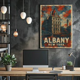 Albany Architecture Line Art Traveler Poster