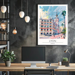 Vibrant Lyon Illustration Poster PosterGoat