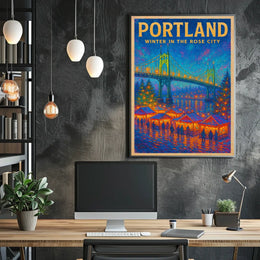 Portland Winter In The Rose City Poster