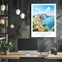 Sydney's Iconic Beauty: Opera House and Bridge Travel Poster