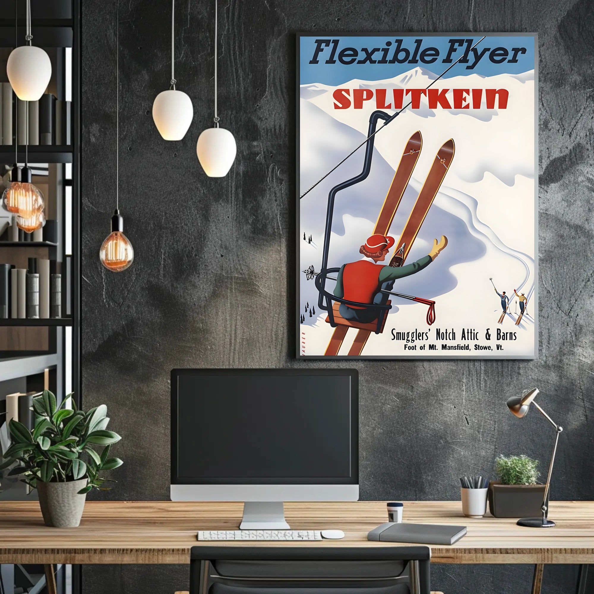 Vintage Skiing Adventure Poster PosterGoat