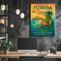 Florida Vacation Illustration Tropical Nature Poster