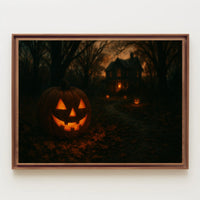 Halloween Night Cityscape Vibe Cinematic Realism Decor Lovers Wanderlust Timeless Poster