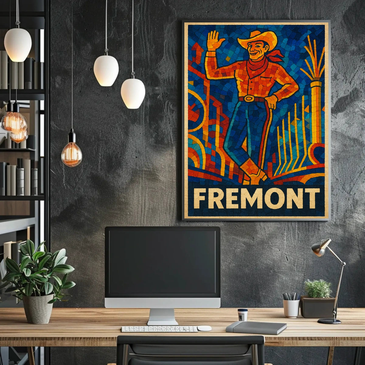 Fremont Mosaic Cowboy Poster