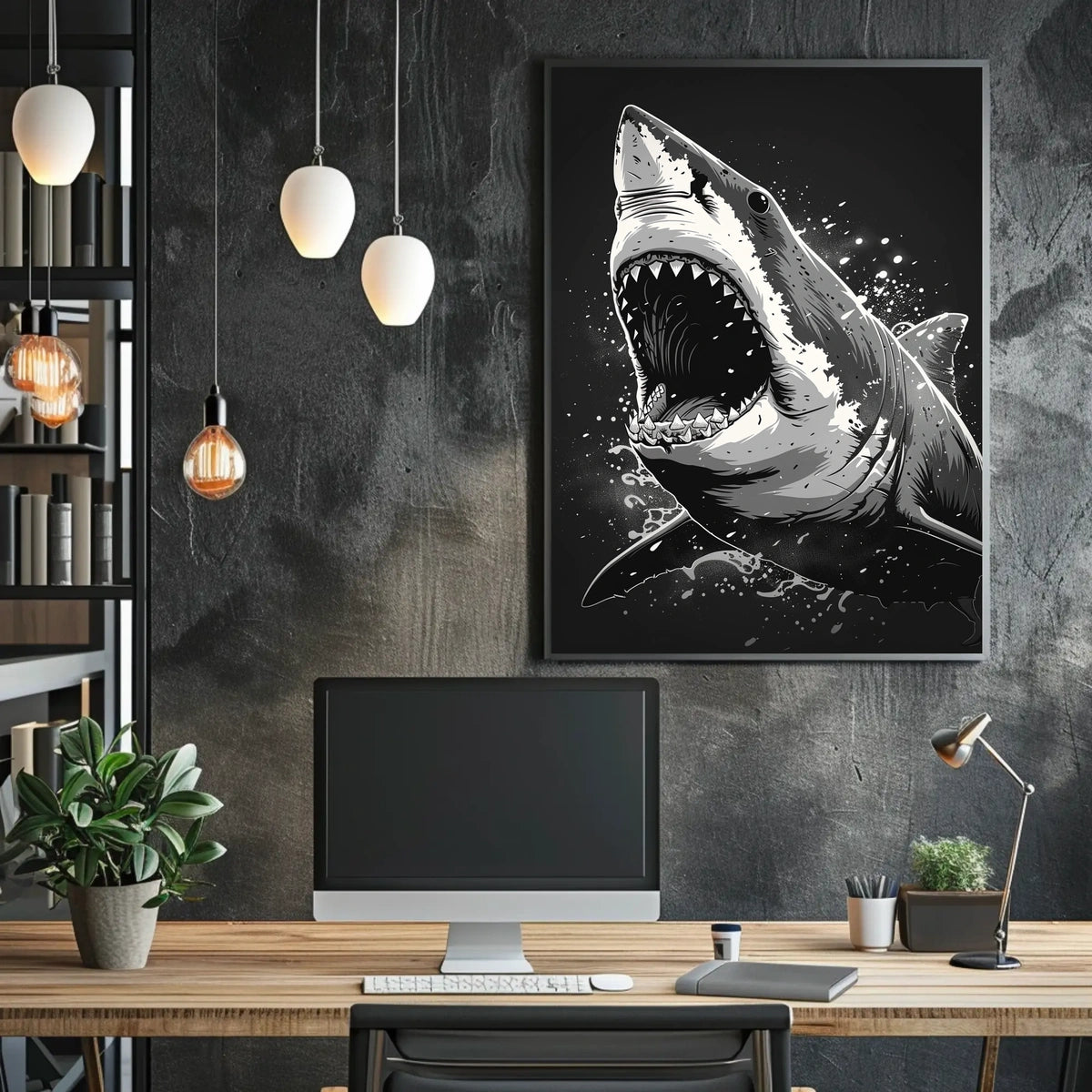 Ferocious Shark Illustration Poster