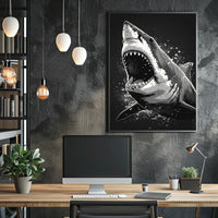 Ferocious Shark Illustration Poster