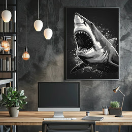 Ferocious Shark Illustration Poster