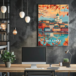 Helsinki Autumn Cityscape: Urban or Cityscape Poster