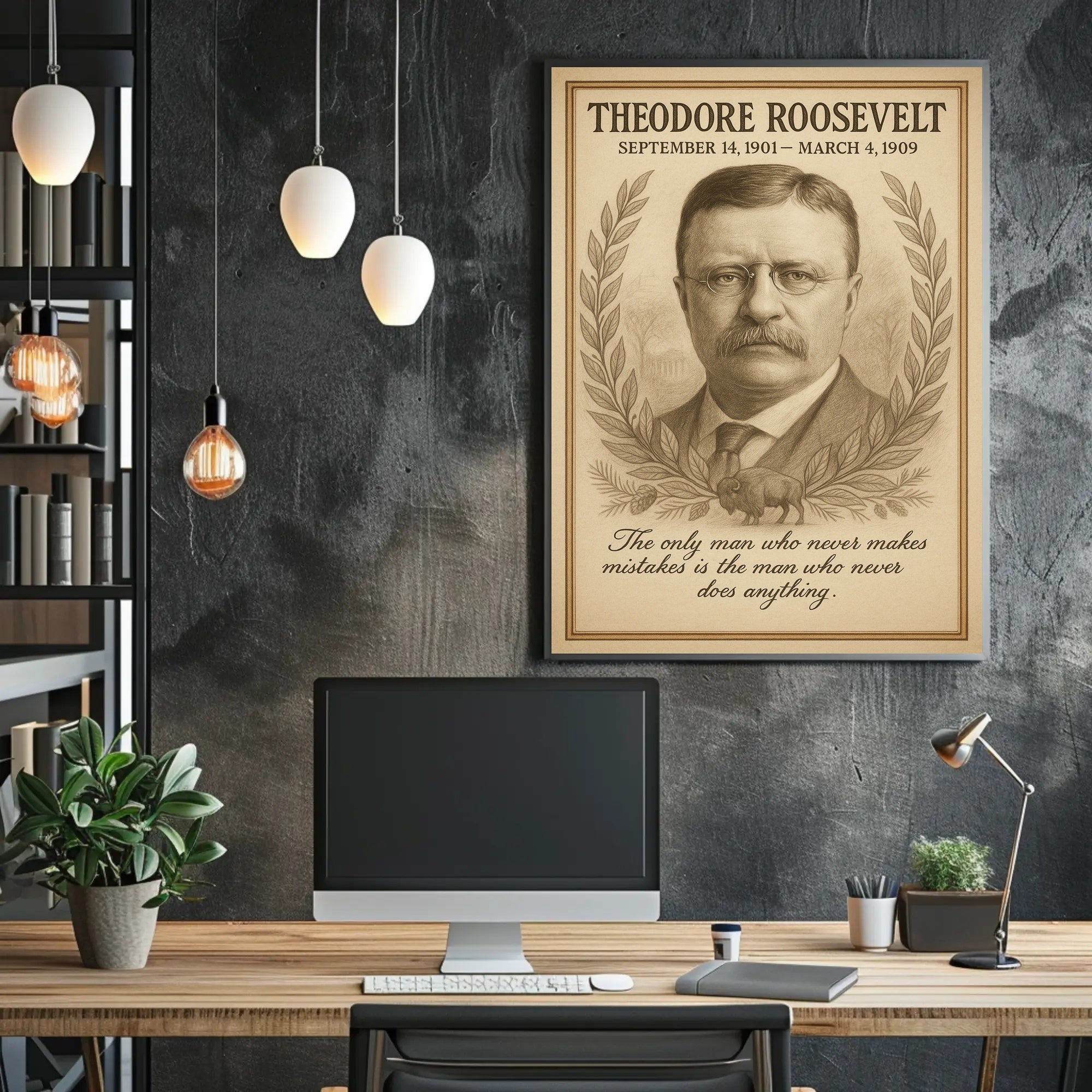 Theodore Roosevelt President Sketch Poster 1901 1909 Vintage Wall Art Print PosterGoat