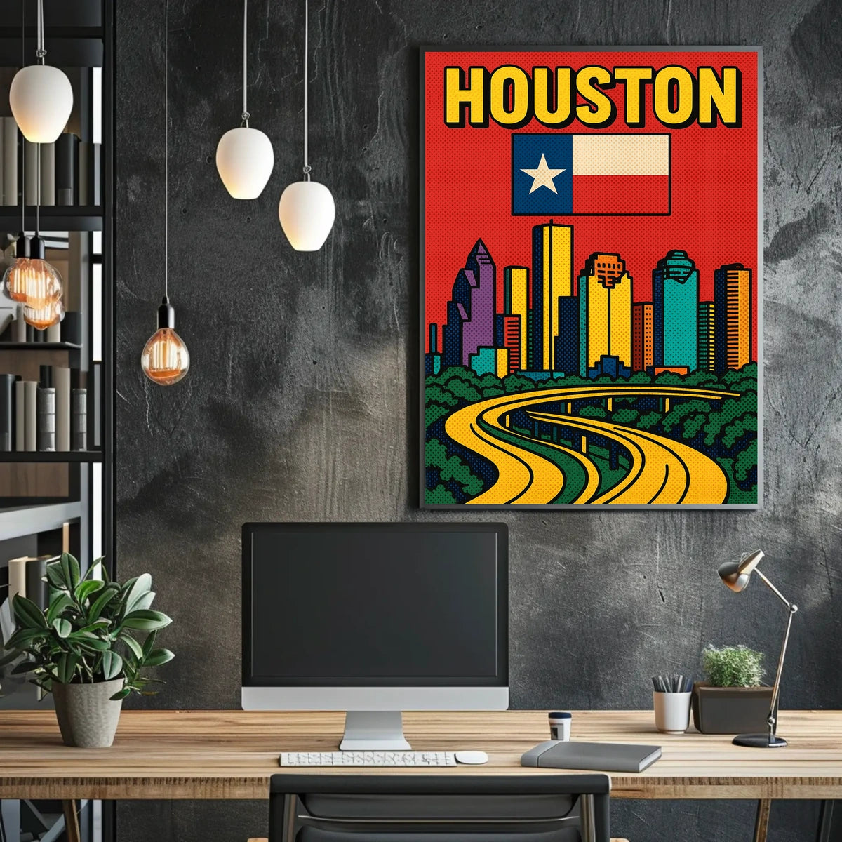 Houston Skyline Pop Art Poster