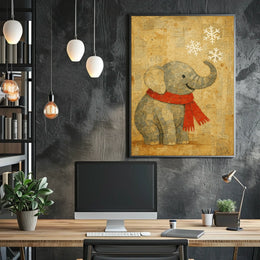 Winter Elephant Delight Poster