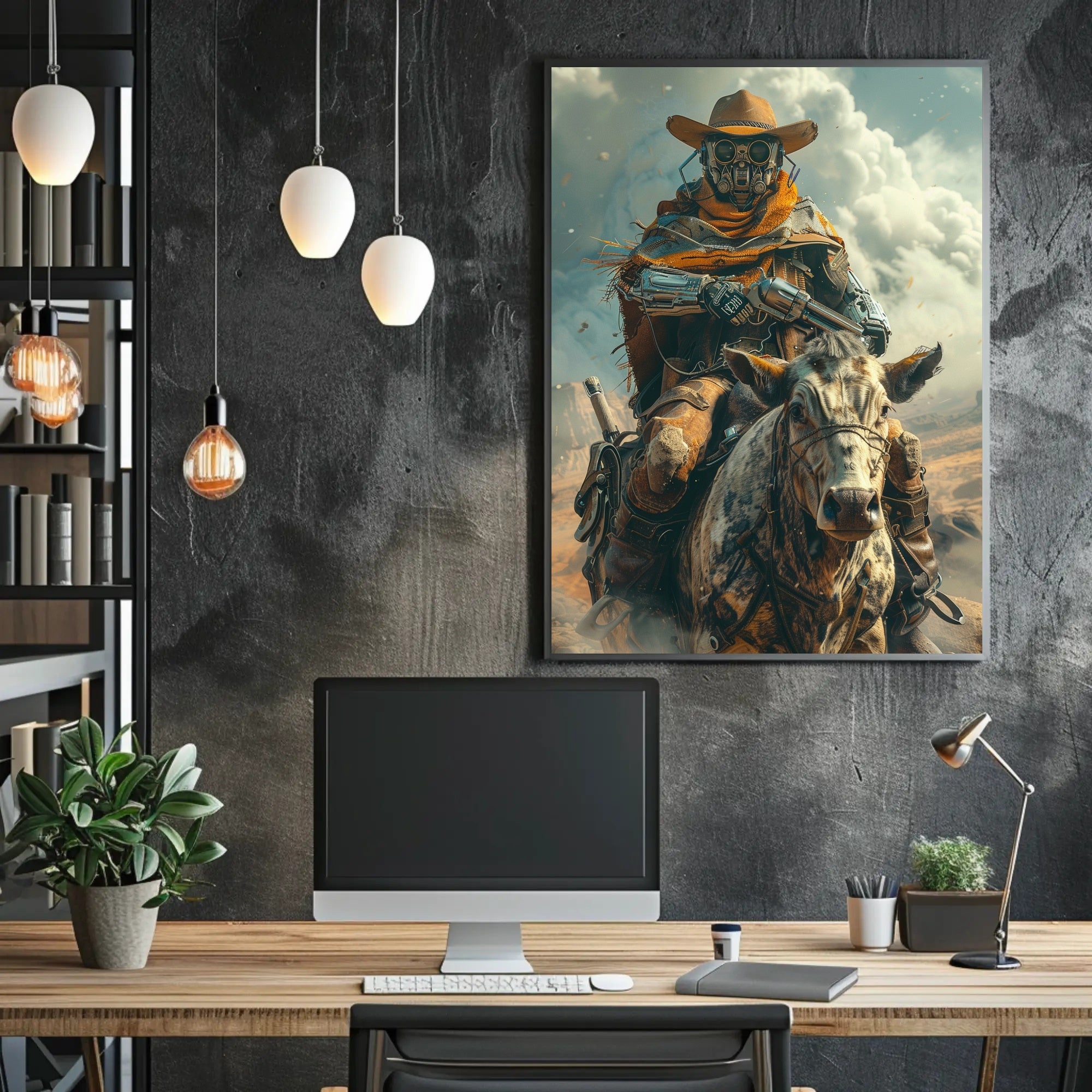 Sci-Fi Western Adventure Poster: Futuristic Cowboy Art PosterGoat
